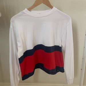 John Galt Red,White, and Blue cropped long sleeve